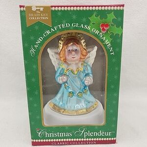 Ornament Hand Crafted Glass Angel VTG 2002 Brass Key Co Christmas Splendeur